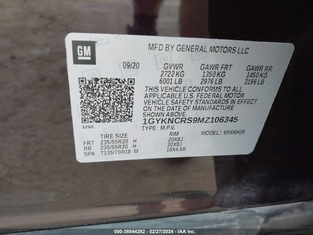 1GYKNCRS9MZ106345 Cadillac Xt5 Fwd Premium Luxury