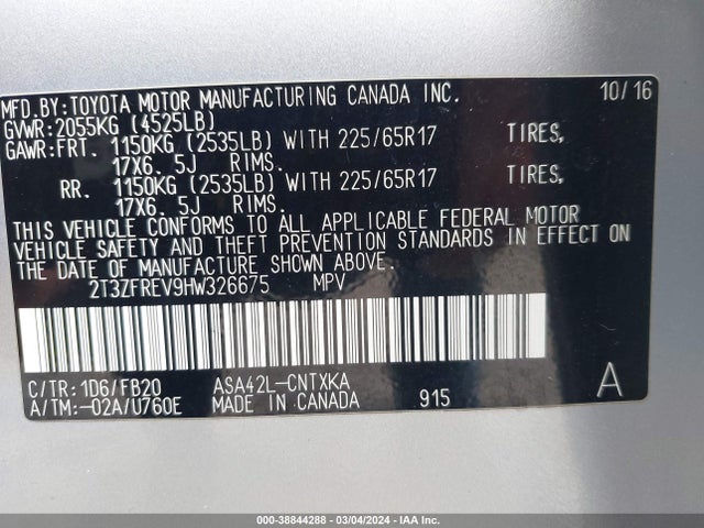 Toyota RAV4 LE 2017 2T3ZFREV9HW326675 Image 9