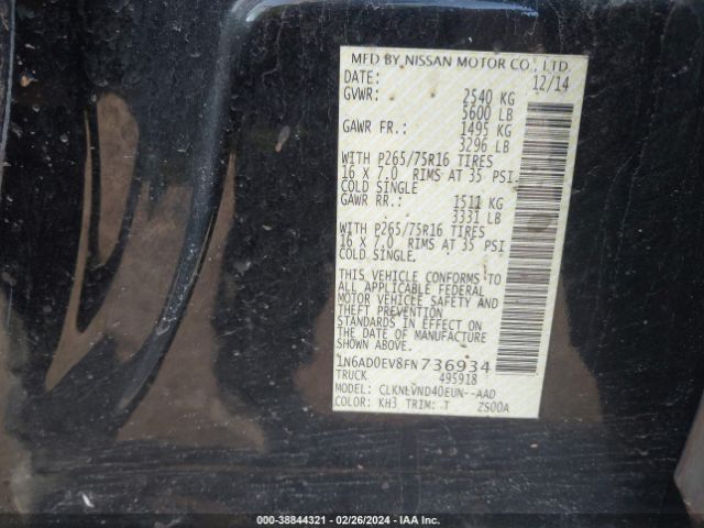 1N6AD0EV8FN736934 Nissan Frontier Pro-4x