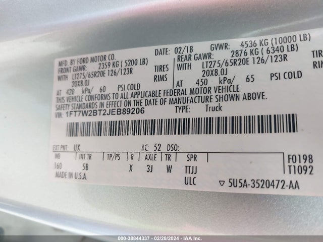 Ford F-250 Lariat 2018 1FT7W2BT2JEB89206 Image 9