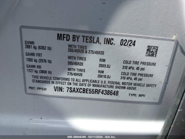 2024 TESLA MODEL X 7SAXCBE55RF438648 Photo 8