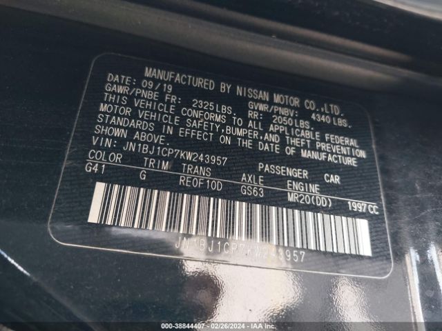 JN1BJ1CP7KW243957 Nissan Rogue Sport Sv