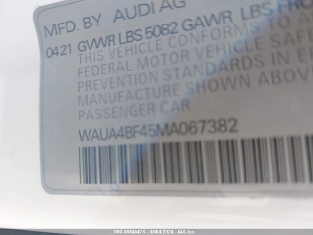 WAUA4BF45MA067382 Audi S4 Premium Tfsi Quattro Tiptronic