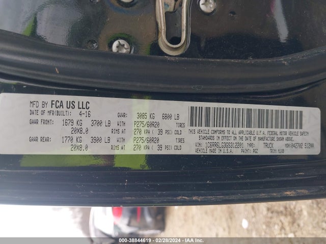 RAM 1500 Big Horn 2016 1C6RR6LG3GS312201 Image 9