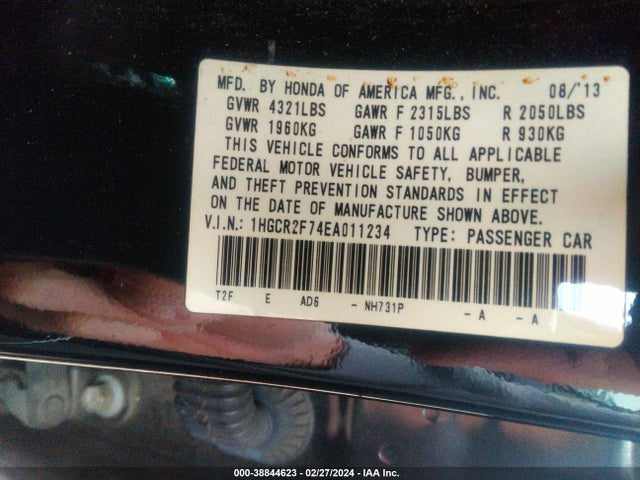 Honda ACCORD EX 2014 1HGCR2F74EA011234 Image 9