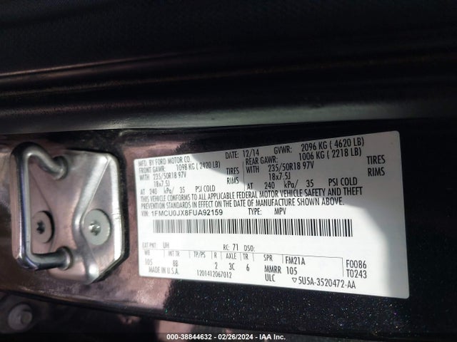 Ford Escape Titanium 2015 1FMCU0JX8FUA92159 Image 9