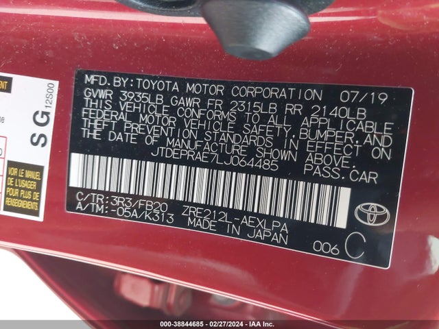 Toyota COROLLA LE 2020 JTDEPRAE7LJ064485 Image 9