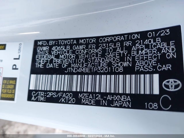 Toyota COROLLA SE 2023 JTND4MBE1P3201108 Image 9