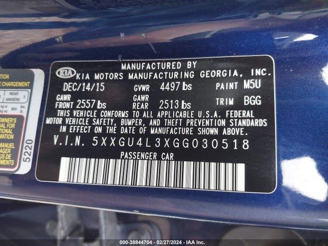 KIA OPTIMA EX 2016 5XXGU4L3XGG030518 Image 9