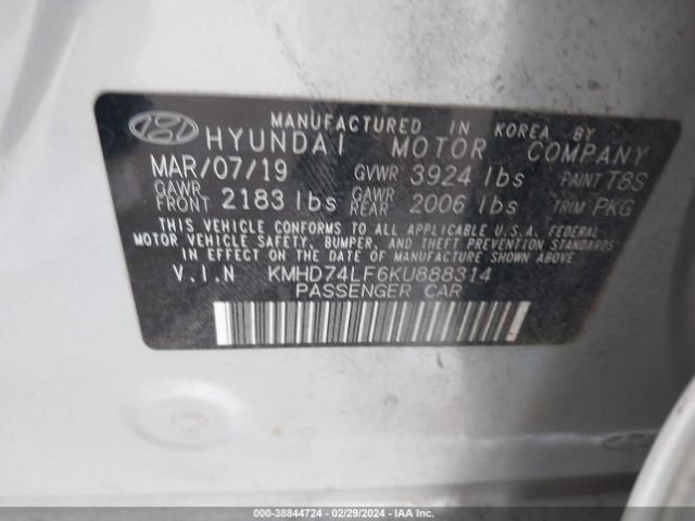 KMHD74LF6KU888314 Hyundai ELANTRA SE