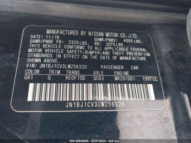 JN1BJ1CV3LW256320 Nissan Rogue Sport Sv Fwd Xtronic Cvt