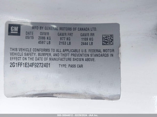 Chevrolet Camaro 2lt 2015 2G1FF1E34F9272401 Image 9