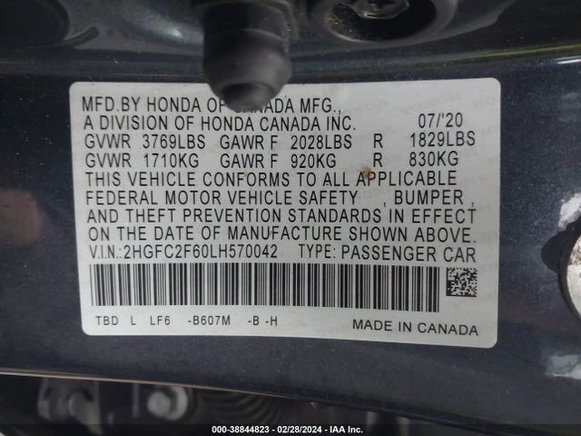 Honda Civic Lx 2020 2HGFC2F60LH570042 Image 9
