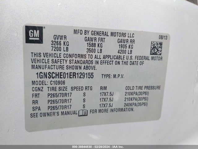 Chevrolet Suburban 1500 Ls 2014 1GNSCHE01ER129155 Image 9