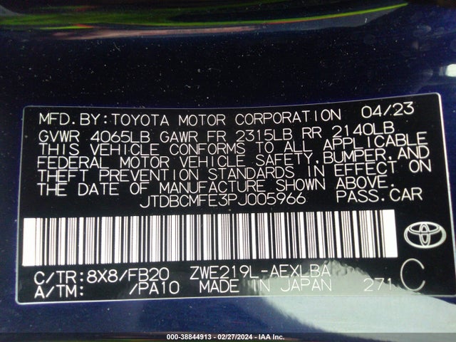 Toyota Corolla Hybrid Le 2023 JTDBCMFE3PJ005966 Image 9