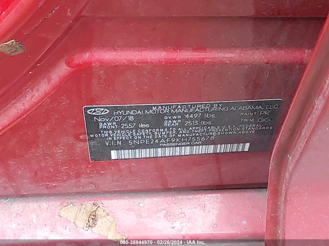 Hyundai SONATA SE 2019 5NPE24AF9KH755678 Image 9