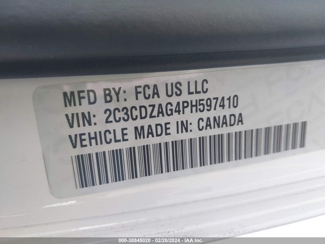 Dodge Challenger Sxt 2023 2C3CDZAG4PH597410 Image 9