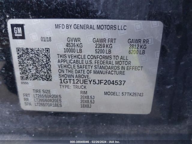 1GT12UEY5JF204537 GMC Sierra 2500hd Denali