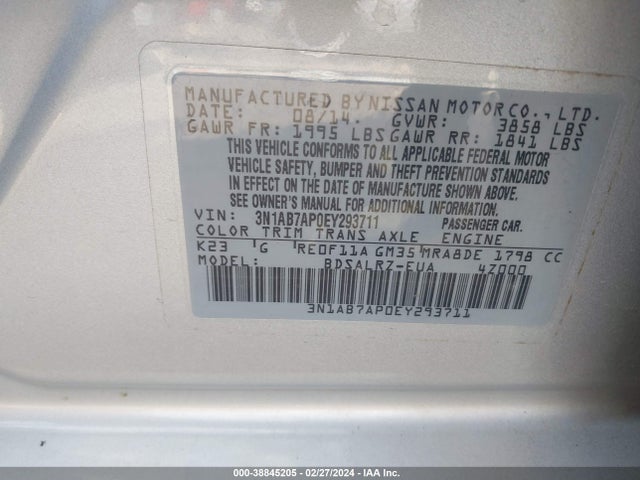 Nissan SENTRA SR 2014 3N1AB7AP0EY293711 Image 9
