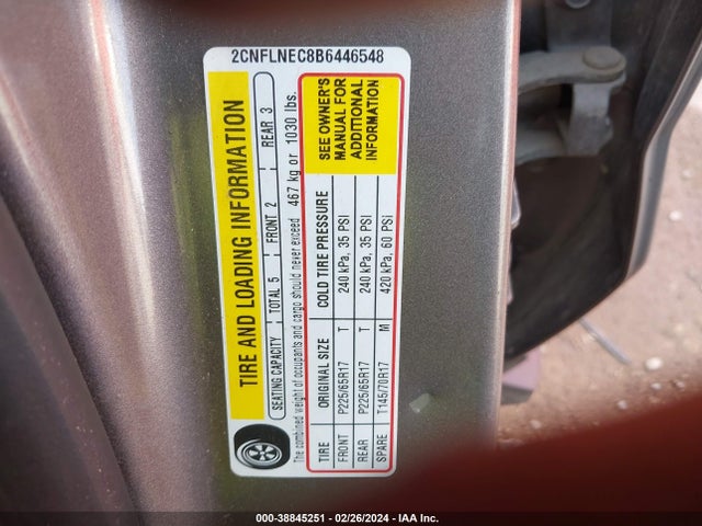 2011 CHEVROLET EQUINOX 2LT VIN: 2CNFLNEC8B6446548