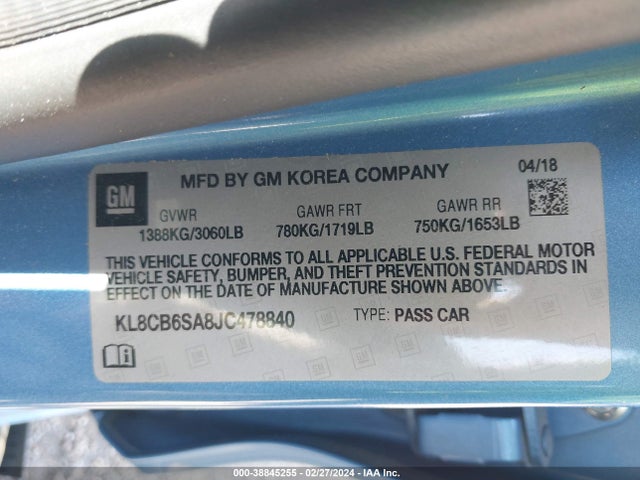 Chevrolet Spark Ls Cvt 2018 KL8CB6SA8JC478840 Image 9