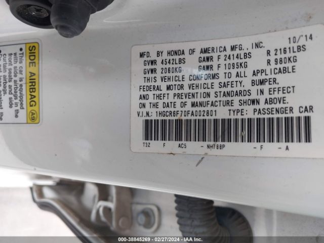1HGCR6F70FA002801 Honda Accord Hybrid Touring