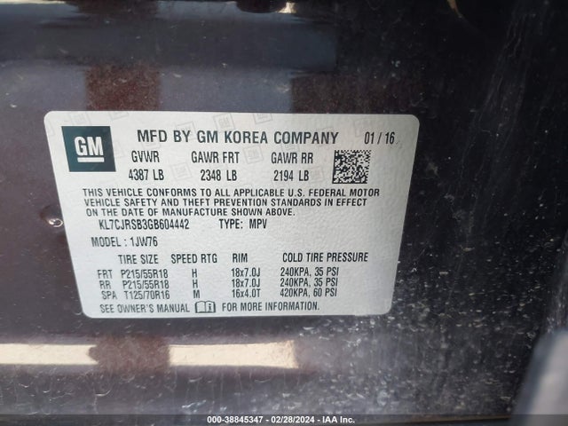 Chevrolet TRAX LTZ 2016 KL7CJRSB3GB604442 Image 9