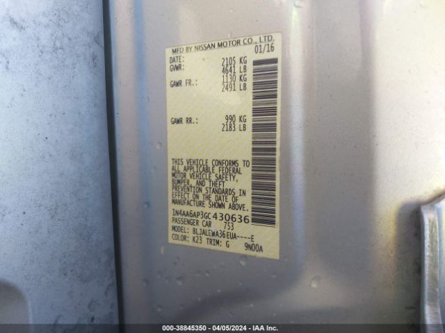 1N4AA6AP3GC430636 Nissan Maxima 3.5 Sl