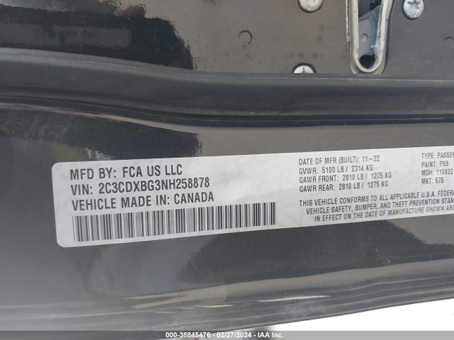 Dodge Charger Sxt Rwd 2022 2C3CDXBG3NH258878 Image 9
