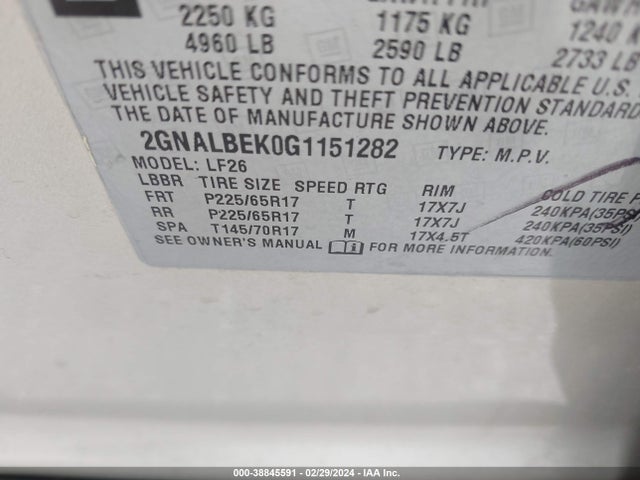 Chevrolet EQUINOX LS 2016 2GNALBEK0G1151282 Image 9