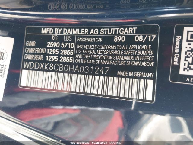 WDDXK8CB0HA031247 Mercedes-Benz S 550