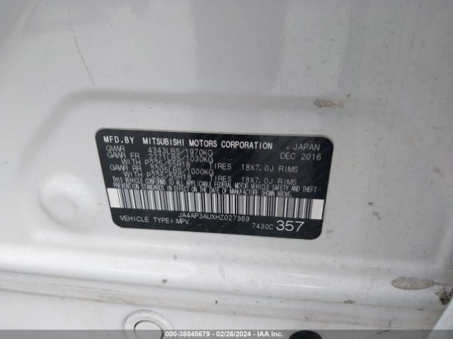 JA4AP3AUXHZ027369 Mitsubishi Outlander Sport 2.0 Es/2.0 Le