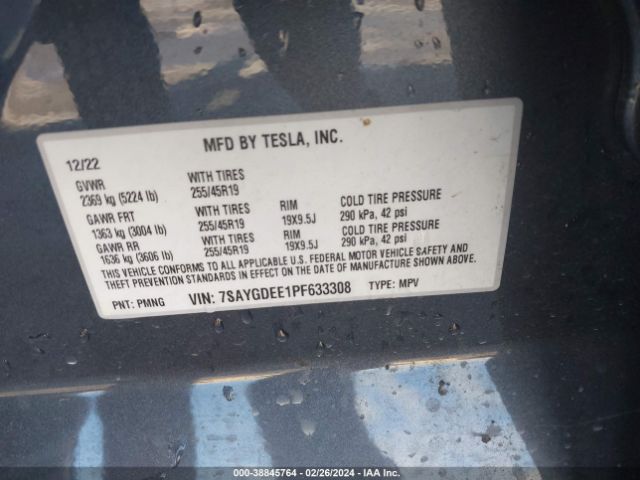 7SAYGDEE1PF633308 Tesla Model Y Awd/long Range Dual Motor All-wheel Drive
