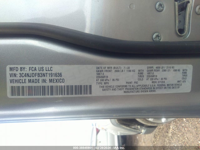 3C4NJDFB3NT191636 Jeep Compass Latitude Lux