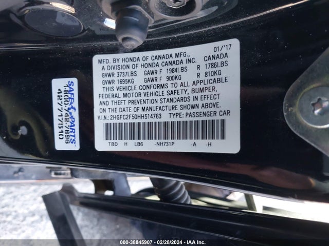 Honda Civic Lx 2017 2HGFC2F50HH514763 Image 9