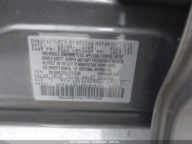 Nissan Sentra Sv Xtronic Cvt 2020 3N1AB8CV6LY243068 Image 9
