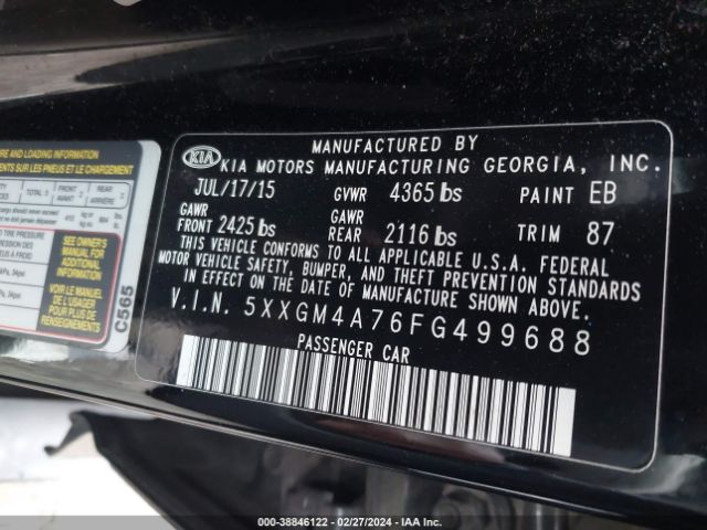 5XXGM4A76FG499688 KIA Optima Lx