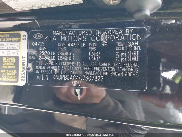 KIA Sportage Lx 2016 KNDPB3AC4G7807822 Image 9