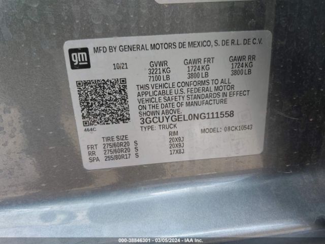 3GCUYGEL0NG111558 Chevrolet Silverado 1500 Ltd 4wd  Short Bed Ltz