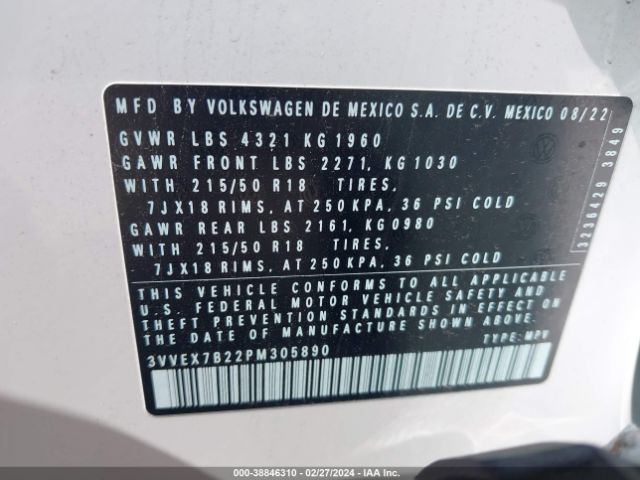 3VVEX7B22PM305890 Volkswagen Taos 1.5t Se