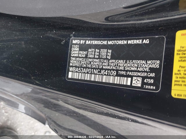 WBA53AP01NCJ64109 BMW 430I