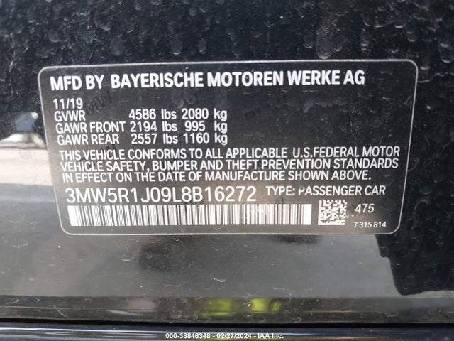 BMW 330I 2020 3MW5R1J09L8B16272 Image 9