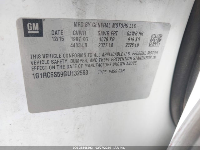 Chevrolet VOLT LT 2016 1G1RC6S59GU132583 Image 9