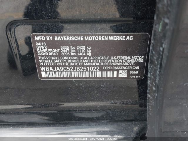 WBAJA9C52JB251022 BMW 530e Iperformance