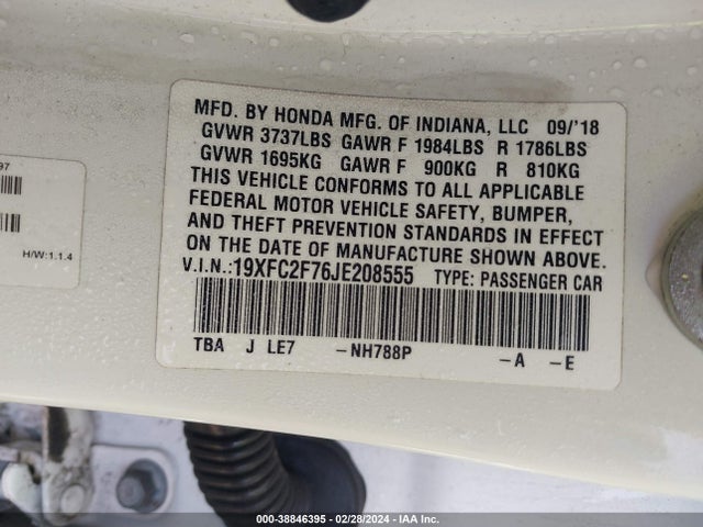 Honda CIVIC EX 2018 19XFC2F76JE208555 Image 9