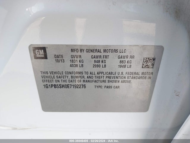 Chevrolet Cruze Ls Manual 2014 1G1PB5SH0E7192276 Image 9