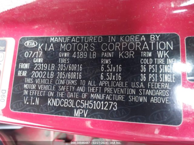 KNDCB3LC5H5101273 KIA NIRO LX