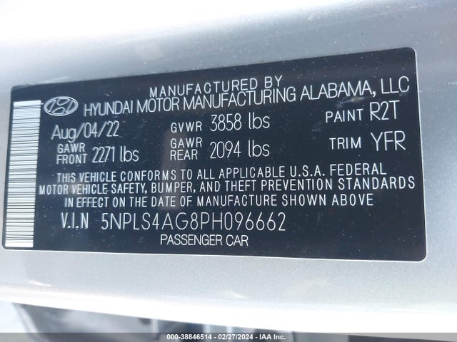 Hyundai ELANTRA SEL 2023 5NPLS4AG8PH096662 Image 9