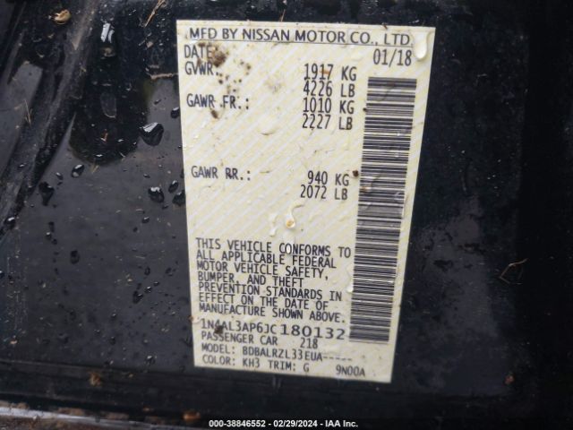 1N4AL3AP6JC180132 Nissan Altima 2.5 Sl