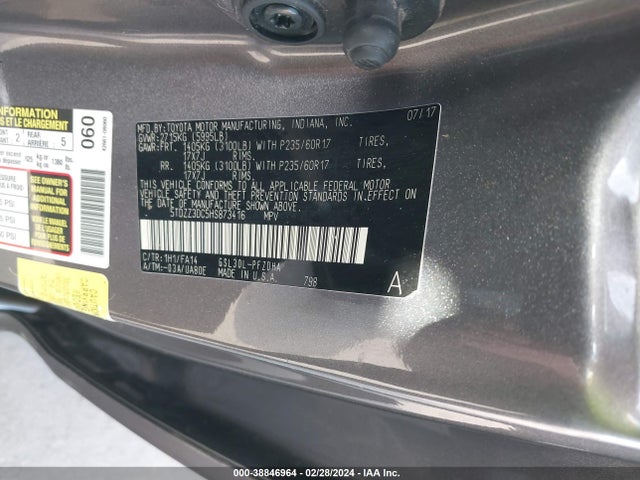 Toyota Sienna L 7 Passenger 2017 5TDZZ3DC5HS873416 Image 9